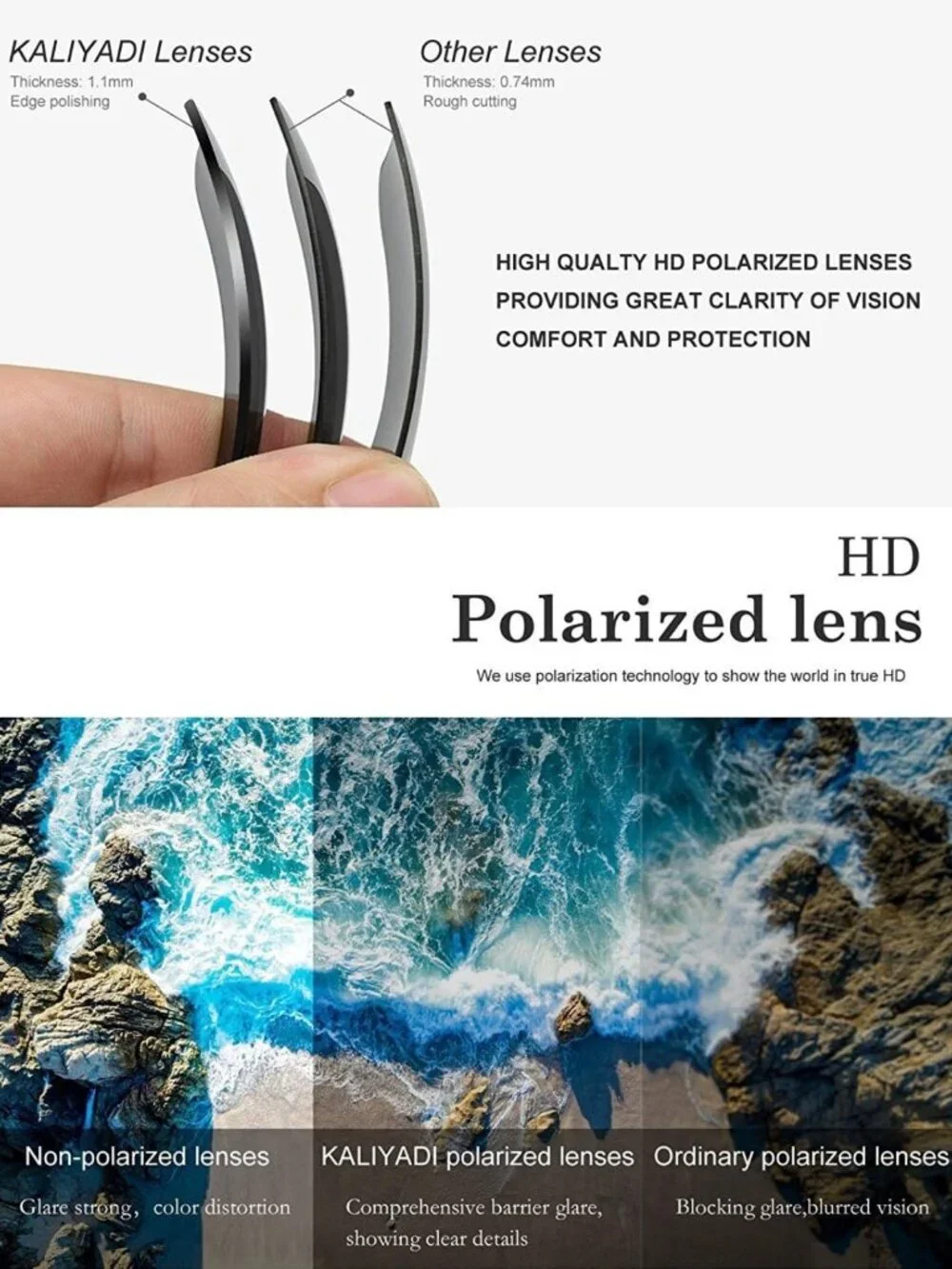 Polarized Semi-Rimless Sunglasses for Men & Women - UV Protection Driving